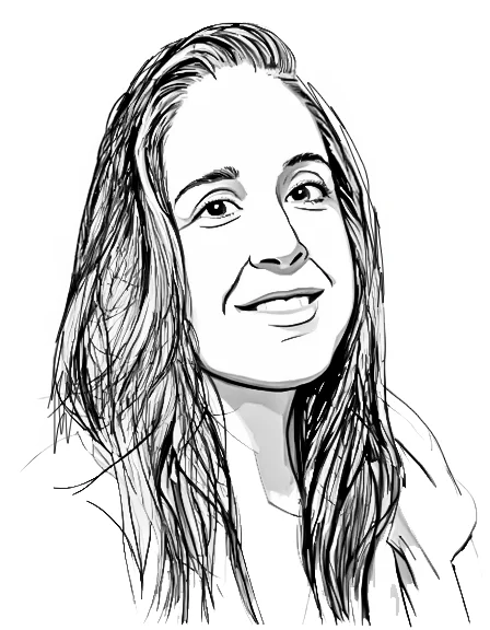 A sketch portrait of the author, Darla.